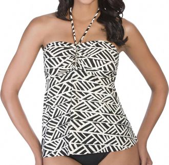 Shape Solver Nouveau Script Bandeau Tankini Top In Sol Black And White