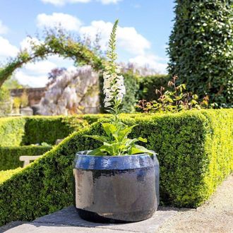 PRIMROSE Stoneware Round High Gloss Garden Planter In Blue Mix 57cm