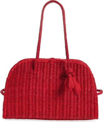 Jacquemus Le Turismo Raffia Bowling Bag in Red 470 at Nordstrom