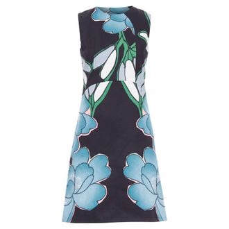Marni cotton linen large flower print shift dress