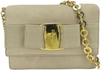 Ferragamo Pre-owned Cross Body Bags, female, Beige, Size: ONE SIZE Pre-owned Suede shoulder-bags