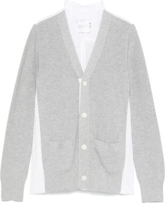 sacai pleat-detailed cardigan - Grey