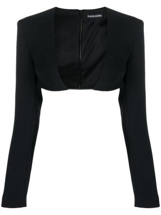 DAVID KOMA plunging-neck crop top - Black