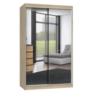 Hucoco Paolo - Armario Con 2 Puertas Correderas - 2 Espejos - L. 120 Cm - Dormitorio Vestidor Con 2 Puertas