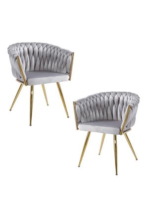 Regalos Miguel Packs Sillas Comedor - Pack 2 Sillas Widny Golden Terciopelo - Gris Claro