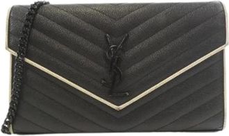 Saint Laurent Pre-owned Cross Body Bags, female, Black, Size: ONE SIZE Pre-owned Leather Cross Body Bag