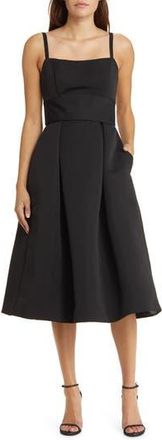 Amsale Faille Cocktail Midi Dress in Black at Nordstrom Rack, Size 16