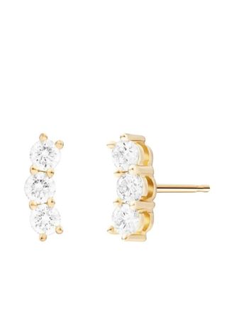 Melissa Kaye 18K yellow gold diamond triplet stud earrings - women - 18kt Yellow Gold - One Size