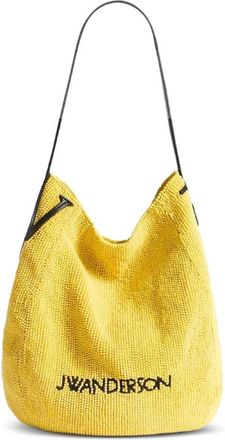 J.W.Anderson Tassen, Heren, Geel, ONE Size, Katoen, Kleine Beaded Bulb Tas