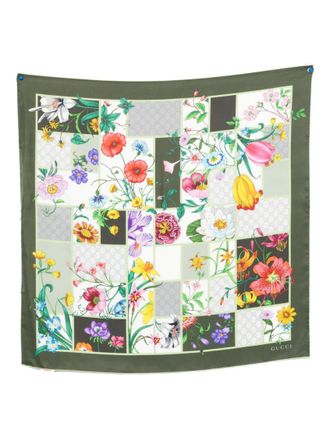 Gucci Green Floral Scarf