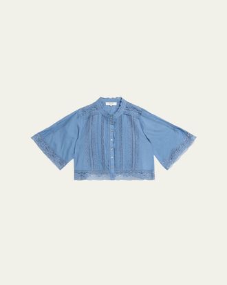 Sea New York Pippa Embroidered Short-Sleeve Blouse