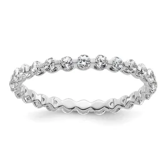 Diamond2Deal 14k White Gold Lab Grown Diamond Eternity Wedding Band Ring 0.87Ct Clarity- VS Color- D-E