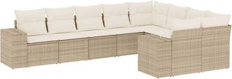 vidaXL Set De Sof&aacute;s De Jard&iacute;n 9 Pzas Con Cojines Rat&aacute;n Sint&eacute;tico Beige Vidaxl