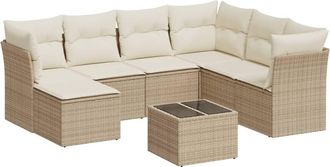 vidaXL Vidaxl - Juego De Sof&aacute;s De Jard&iacute;n Con Cojines Beige 8 Pzas Rat&aacute;n Pe