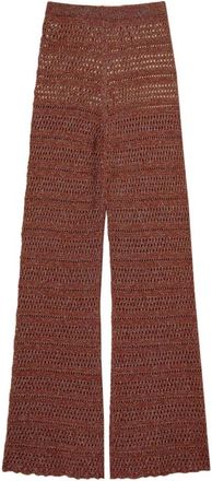 Twinset Bruine Flared Broek Elastische Taille - Dames - Wijde Broeken - Bruin - XS - Broeken