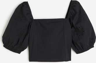 H&M Bluse mit Puff&auml;rmeln - Schwarz