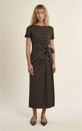 Molly Bracken Gestreepte maxi-jurk met korte mouwen
