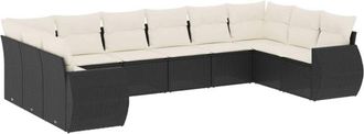 vidaXL Vidaxl - Set De Sof&aacute;s De Jard&iacute;n 10 Pzas Cojines Rat&aacute;n Sint&eacute;tico Negro