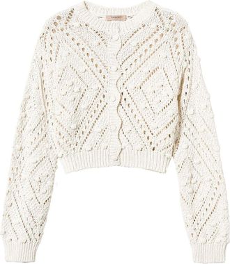 Twin-Set crochet-knit cardigan - Neutrals