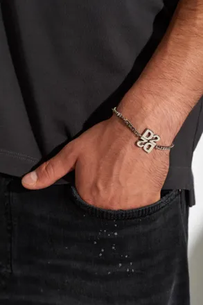 Dsquared2 Brass Bracelet With Logo, Mens, Silver