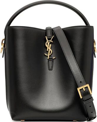 Saint Laurent Tassen, Dames, Zwart, ONE Size, Leer, Le 37 Small Leather Bucket Bag