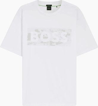 HUGO BOSS Mens TS_ Globe Graphic Logo White T-Shirt - Size: 40