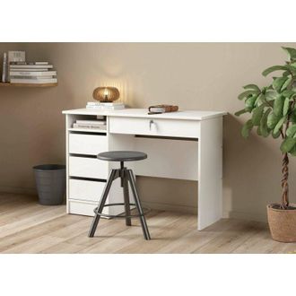 Dmora Escritorio Eliane, Escritorio Multiusos, Mesa De Oficina Para Pc, El Plan De Trabajo, 109x49 H76 Cm, Blanco - Dmora
