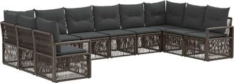 vidaXL Conjunto De Sof&aacute;s De Jard&iacute;n 10 Uds. Gris Rat&aacute;n Sint&eacute;tico Vidaxl