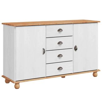 Berkfield Home Sideboard ASKIMWhite 133.5x40x79 cm Solid Wood Pine in White
