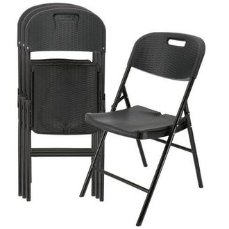 Elama 4 Piece Indoor and Outdoor Rattan Folding Chair in Black at Nordstrom