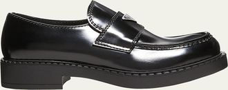 Prada Mens Triangle Logo Leather Loafers
