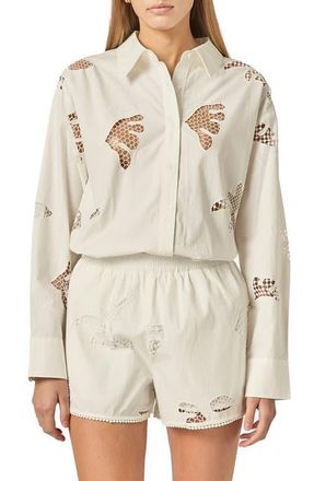 English Factory Embroidered Cotton Shirt in Off White at Nordstrom, Size X-Small