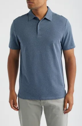 Robert Barakett Keyes Jacquard Knit Polo in Blue Night at Nordstrom, Size Xx-Large