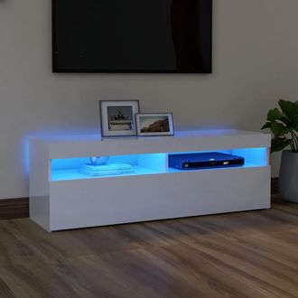 Berkfield Home TV Cabinet with LED Lights High Gloss White 120x35x40 cm | Size: 120 x 35 x 40 cm