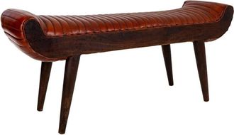 Wanderlust Deco Wanderlust Deco - Banco de piel marrón 125x51x38