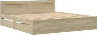 vidaXL Bed Frame with Headboard without Mattress Sonoma Oak 180x200 cm Super King Vidaxl