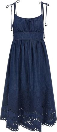 Zimmermann Mahon Katoen Denim Midi Jurk - Dames - Casual kleedjes - Blauw - L - Katoen - Kleedjes