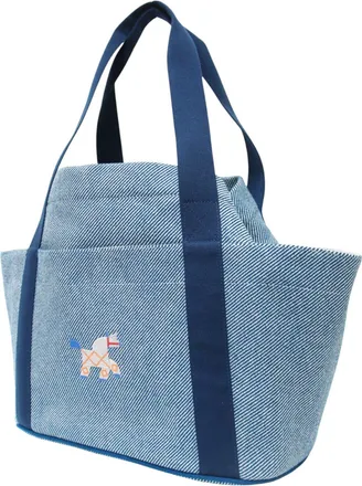 Herm&egrave;s Blue Wool Cotton Polyester Linen Tote Bag (Pre-Owned)