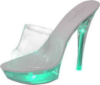 Generic Womens Summer Open Slippers, Womens Slides with Square, Pointed Toe, Non-Slip Casual Shoes, Transparent High-Heeled Shoes with Lights, Summer Shoes, G