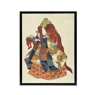 Artery8 Sea God Riujin Japanese Kabuki Actor Kuniyoshi Framed Canvas Wall Art in Brown | Size: W24 x H32