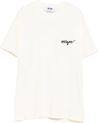 Msgm Logo-Embroidered Cotton T-Shirt Clothing