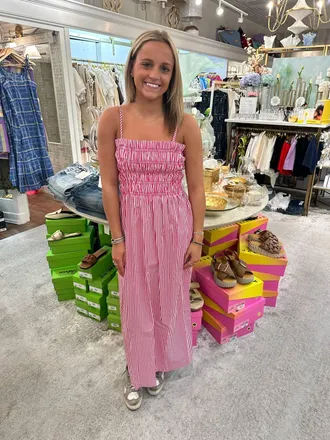 Starkx Mabel Maxi Dress In Pink/white