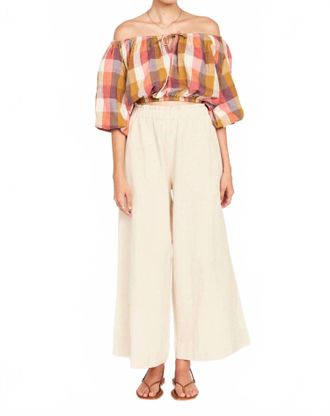 Mirth Wide Leg Ankle Length Pant In Oatmeal