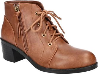 Easy Street Womens Easy Street Becker Boots Brown Block Heel Lace Up Ankle Bootie HAWK2400