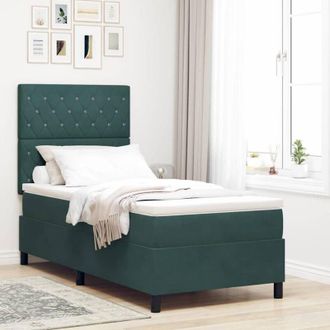 vidaXL Vidaxl - Cama Tipo Box Spring Verde Oscuro 100 X 200 Cm Terciopelo