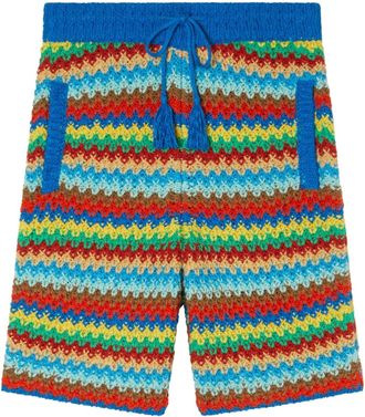 Alanui Over The Rainbow crochet-knit shorts - men - Cotton - L - Blue