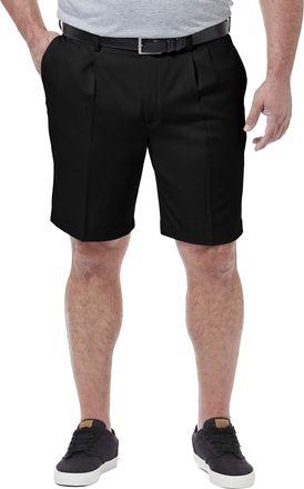 Haggar Mens Big & Tall Cool 18 Pro Pleat Front Short, Black, 48