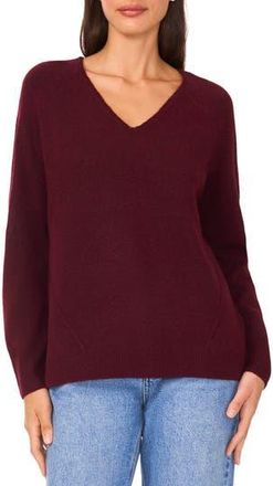 Halogen V-Neck Sweater in Wine at Nordstrom Rack, Size X-Large