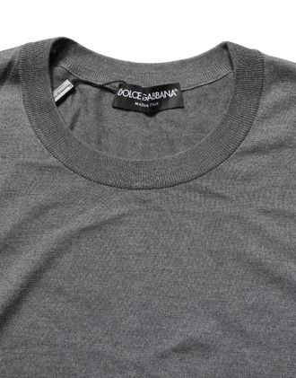 Dolce & Gabbana Mens Silk Crew Neck Sweater Gray