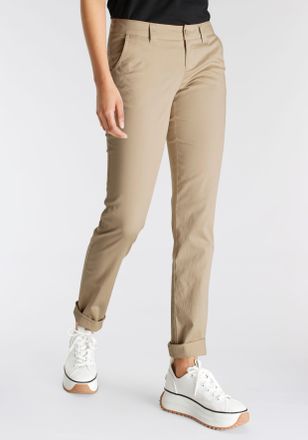 AJC Chinohose AJC, Damen, Gr. 32, N-Gr, beige, Web, Obermaterial: 97% Baumwolle, 3% Elasthan, unifarben, bequem lang, Hosen Chinohose, in l&auml;ssiger Form mi